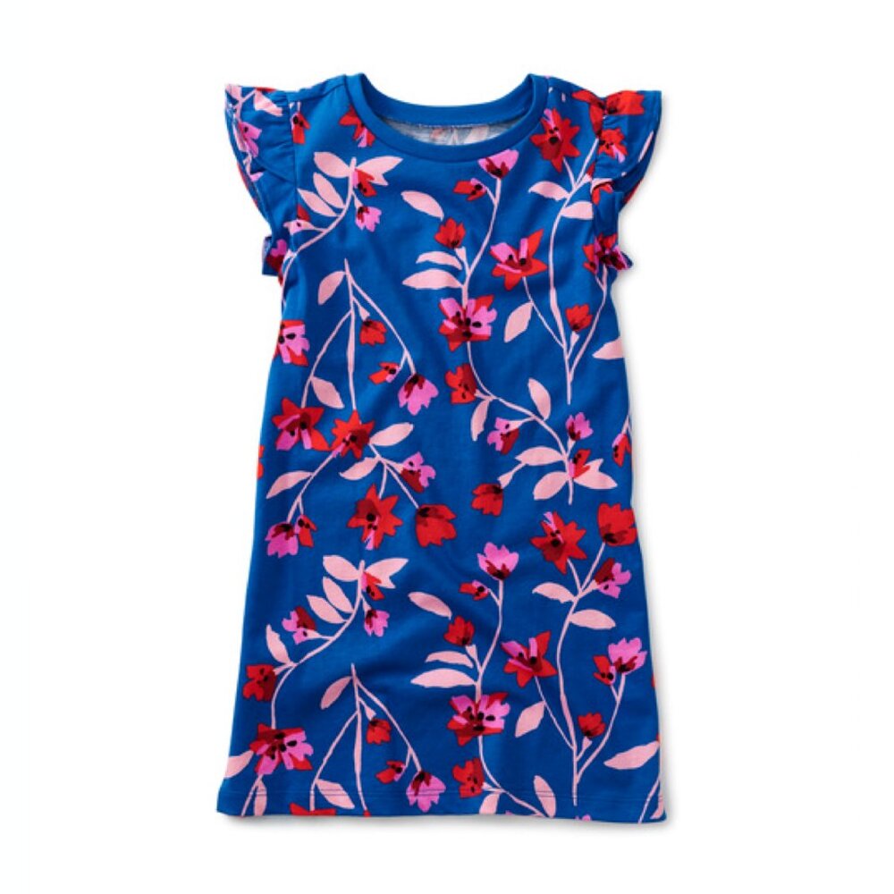 Tea Collection Girls Tulip Sleeveless Ruffle A Line Dress in Floral Breeze